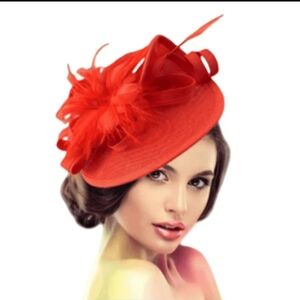 NEW! Orange Red Kentucky Derby Hat